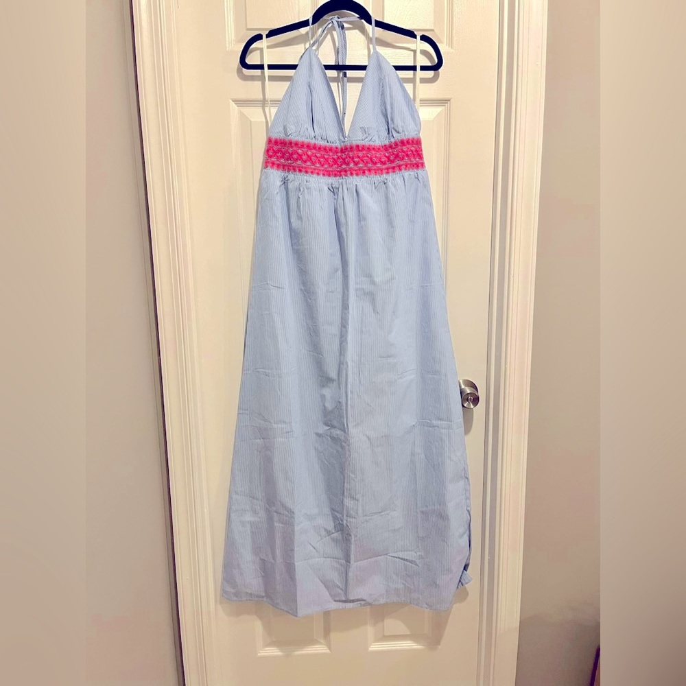 Sail to Sable STRIPE SHIRTING HALTER MAXI DRESS
NWT Medium